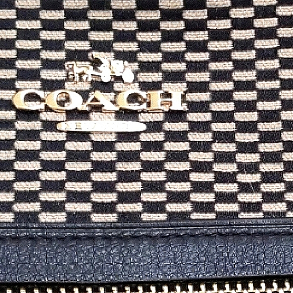 💥 COACH Legacy Navy & Tan Jacquard Shoulder Tote Bag Pre-owned ** - Picture 7 of 13